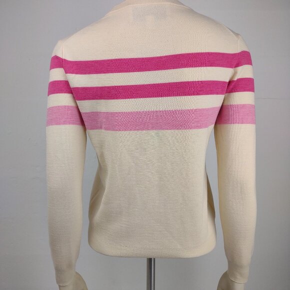 J. Crew for Net-A-Porter ivory pink striped Merino Wool sweater ladies XS - Picture 8 of 11